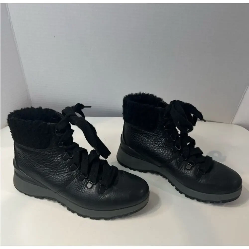 BIONICA WOMEN’s‎  BLACK LEATHER ALL WEATHER SUPPLE LACE UP ANKLE BOOTS 6.5